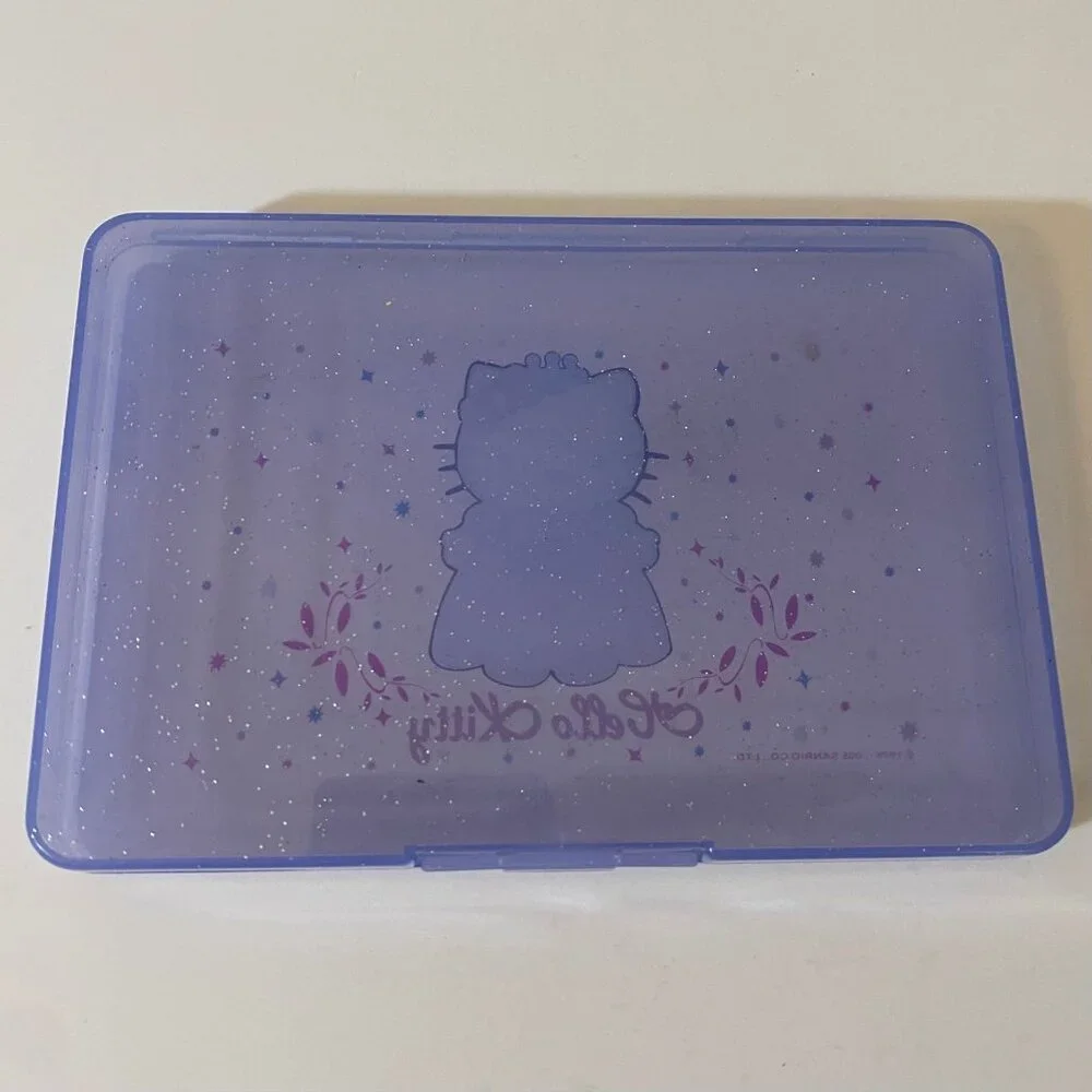 Sanrio 2005 Hello Kitty Clear Glitter Plastic Case